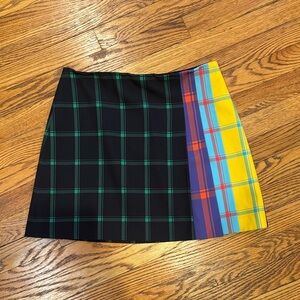 Alice + Olivia Black and Yellow Plaid Mini Skirt
